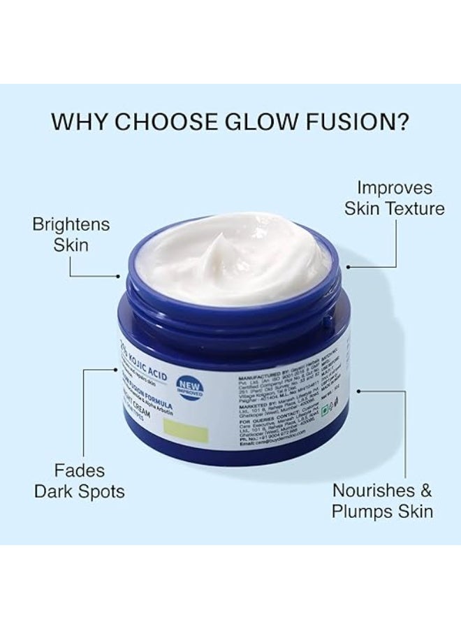 DERMDOC 2% Kojic Acid Glow Fusion Formula Night Cream with Niacinamide & Alpha Arbutin for Skin Brightening (80 gm) | Face Cream I Night Cream I Kojic Acid Brightening Cream I Glowing Skin - Image 2